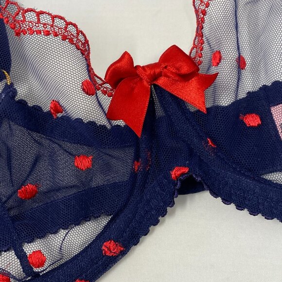 Agent Provocateur Winnie Navy Red Polka Dot Bra 36D - Picture 6 of 10